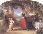 Thomas Uwins A Italian Mother Teaching her child the Tarantella oil painting on canvas